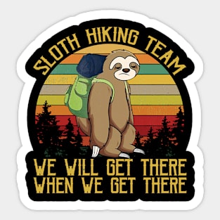 Sloth Hiking Team We Will Get There Funny Vintage Sticker